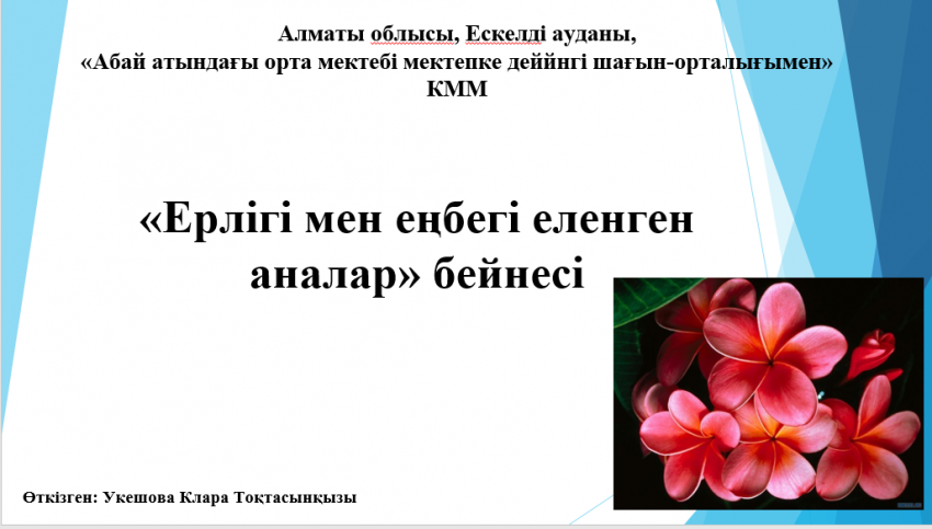 Алматинская область, Ескелді ауданы, Абай ОМ оқушыларына «Ерлігі мен еңбегі еленген аналар»  бейнесі атты іс-шара өтті